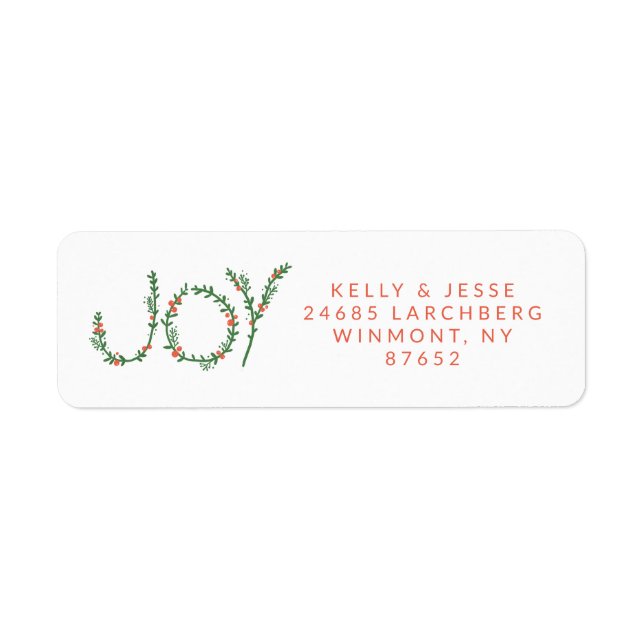 Joy Christmas Holly Red et Green Address (Devant)
