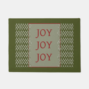Joy Christmas Leaves Red Green Dots Simple Uniques Doormat