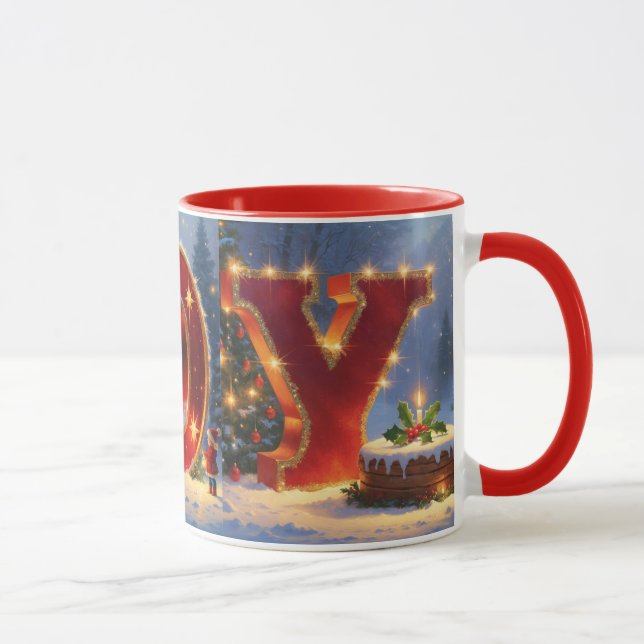 JOY Christmas Mug - Festive Joy Holiday Coffee Mug (Right)