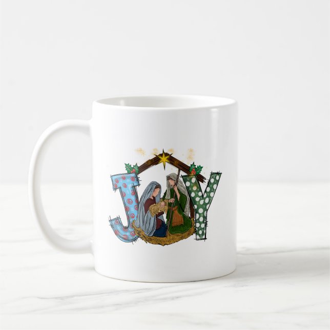 Joy Christmas Nativity Coffee Mug (Left)