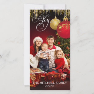 Joy Christmas Ornament Confetti Card Family Photo