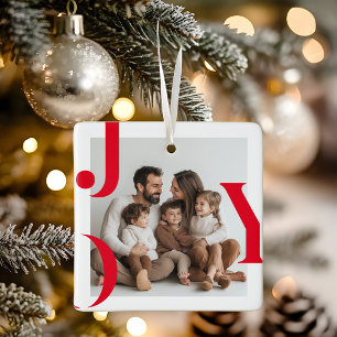 JOY Christmas Personalized Family Photo Ceramic Ornament