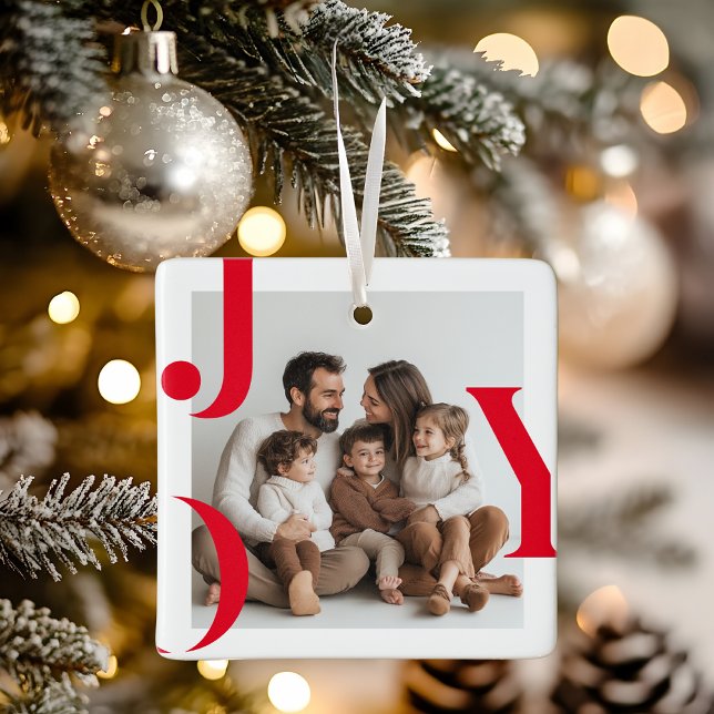 JOY Christmas | Personalized Family Photo Ceramic Ornament (Creator Uploaded)