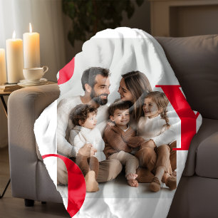 JOY Christmas Personalized Family Photo Holiday Fleece Blanket