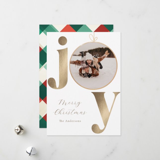 Joy Christmas Photo Holiday Card (Front/Back In Situ)