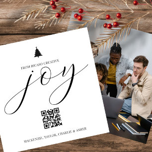Joy Christmas Photo QR Code Personalized Business Holiday Card