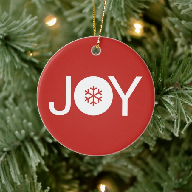 Joy Christmas Red Ceramic Ornament (Tree)