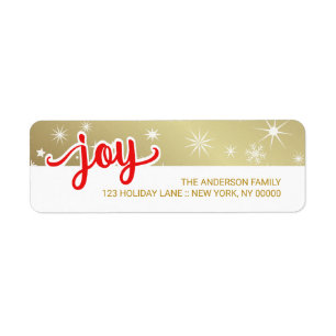 Joy Christmas Red Gold Hand Script Retourner l'adr