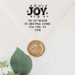 JOY Christmas Return Address Personalized Name Self-inking Stamp<br><div class="desc">JOY Christmas Return Address Personalized Name Holiday Self-inking Stamp features the text "JOY" in modern typography accented with snowflakes with your personalized name and return address below. Perfect for Christmas cards, holiday cards, Christmas party invitations and holiday party gifts and favours or in the office for products or mail. Designed...</div>