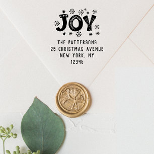 JOY Christmas Return Address Personalized Name Self-inking Stamp