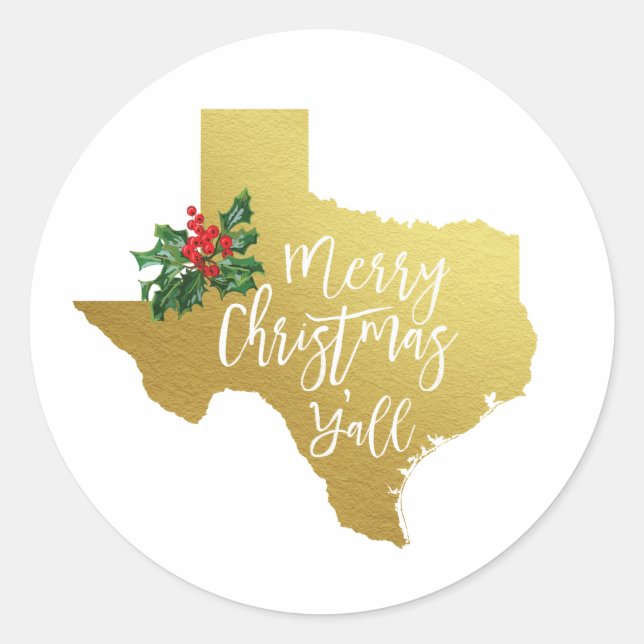Joy Christmas Sticker Y'all Texas (Devant)