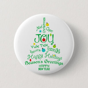 Joy Christmas Tree 2 Inch Round Button