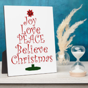 Joy Christmas Tree Plaque
