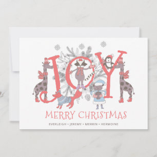 Joy Christmas Winter Animals Holiday Card