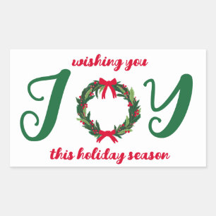 JOY Christmas Wreath Hand-Drawn CUSTOM Sticker