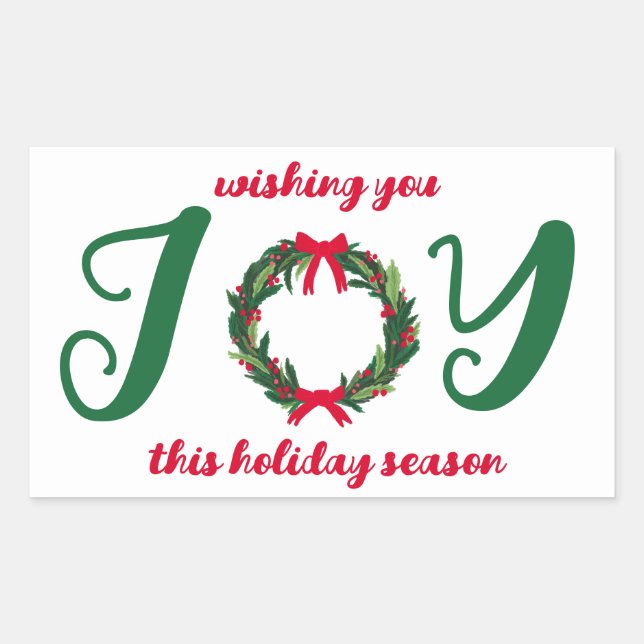 JOY Christmas Wreath Hand-Drawn CUSTOM  Sticker (Front)