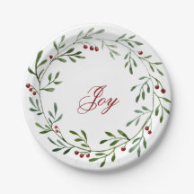 Joy Christmas Wreath Plate