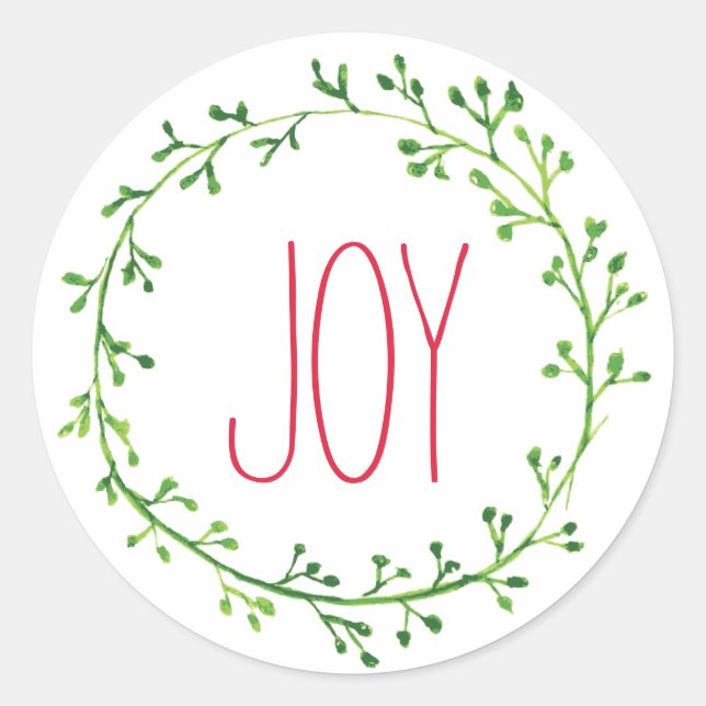 Joy Christmas Wreath Typography Quote Stickers (Front)