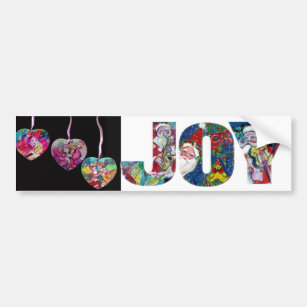 JOY COLORFUL MUSICAL CHRISTMAS PARTY ORNAMENTS BUMPER STICKER