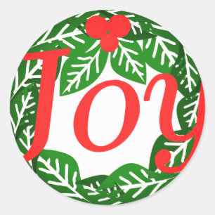 Joy Crhistmas Classic Round Sticker