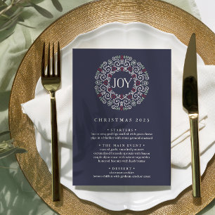 Joy   Custom Christmas Dinner Menu Invitation