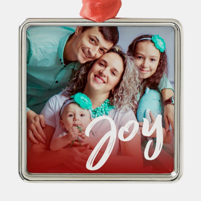 Joy | Custom Photo | Christmas Ceramic Ornament (Front)