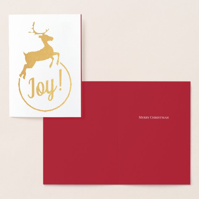 Joy! Cute Reindeer Red Your Words Foil Card (Display)