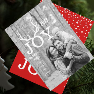 Joy Deer Antlers Holiday Christmas Any Color Back Card
