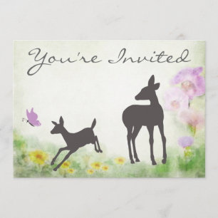 Joy Doe et Fawn Deer Baby shower Invitation