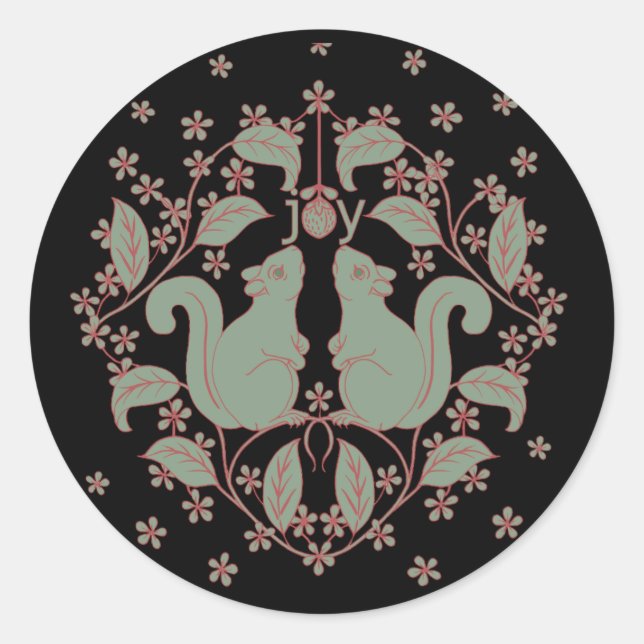 Joy Écureuils avec Sticker d'art animal Fleurs (Devant)