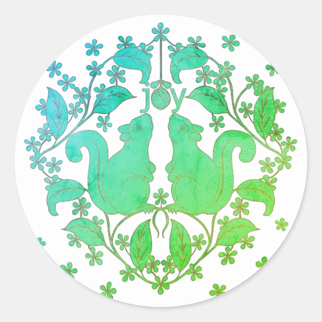 Joy Écureuils avec Sticker d'art animal Fleurs (Devant)