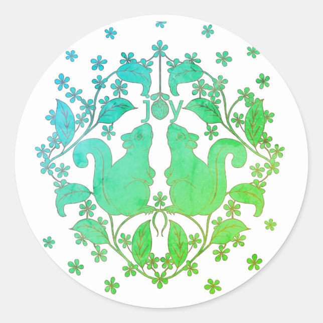 Joy Écureuils avec Sticker d'art animal Fleurs (Devant)