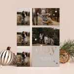 Joy Elegant Plaid 5 Family Photo Plaid Collage Foil Holiday Card<br><div class="desc">Spread the joy this holiday season with our elegant foil and plaid 5 photo collage holiday card. The design features "Joy" in bold elegant foil letters. The photo is placed within the plaid pattern design with the letter overlay. Personalize with family signature and year. Design by Moodthogy Papery.</div>
