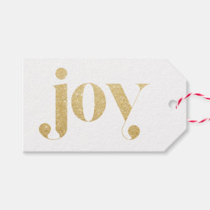 Joy Faux Gold Glitter Typography   Festive Holiday Gift Tags
