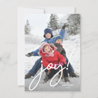 Joy Festive Christmas Handwritten Script Photo Holiday Card