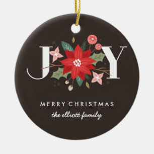 Joy Flourish Ceramic Ornament - Mocha