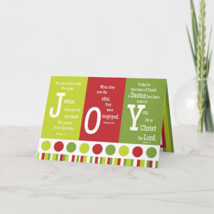 JOY Folded Scripture Christmas Card-BLANK Inside Holiday Card