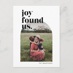 Joy Found Us Arched Photo Holiday Postcard