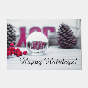 Joy Glass Ball Holiday Collection Doormat