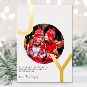 Joy Gold foil white elegant minimalist Christmas Holiday Card