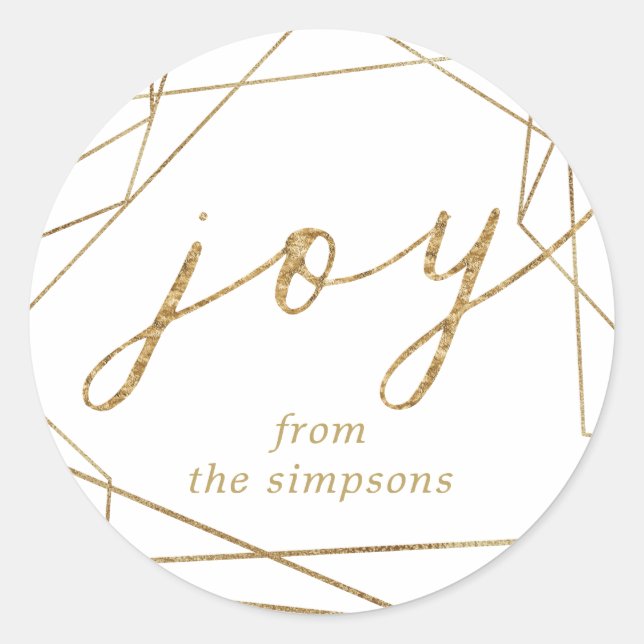 Joy Gold Géométrique Holiday Classic Round Sticker (Devant)