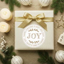 JOY Gold Joyeux Noël Message Étiquette cadeau