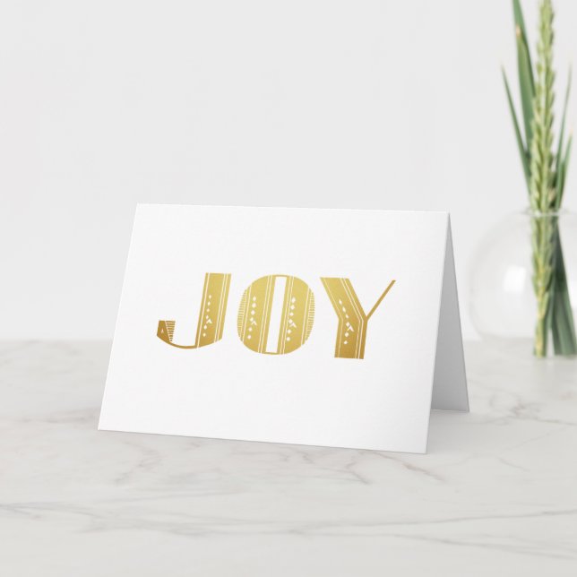 Joy Gold Metallic Art Deco Holiday Greeting Card (Front)