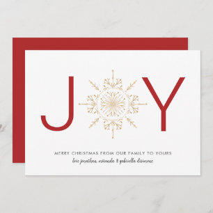 JOY Gold Snowflake Christmas Holiday Card