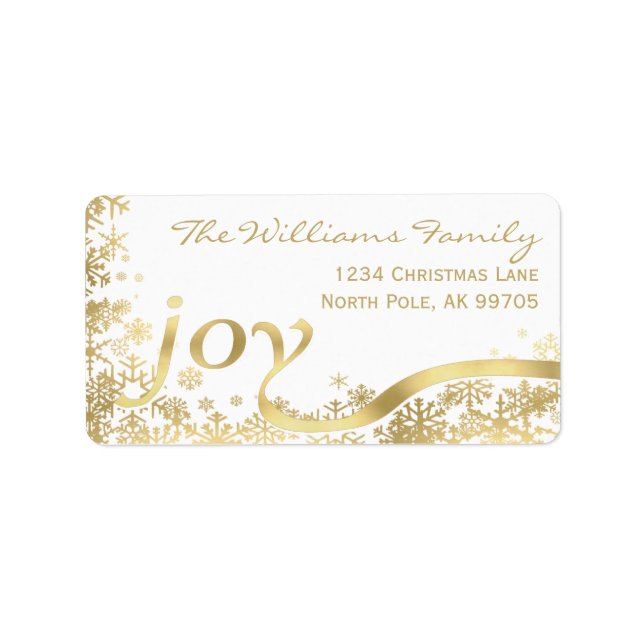 Joy Gold Snowflake Holiday Christmas Label (Front)
