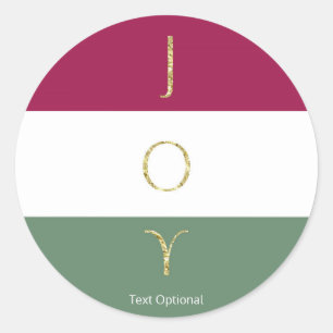 JOY Gold Sparkle Colour block Holiday Custom Party Classic Round Sticker