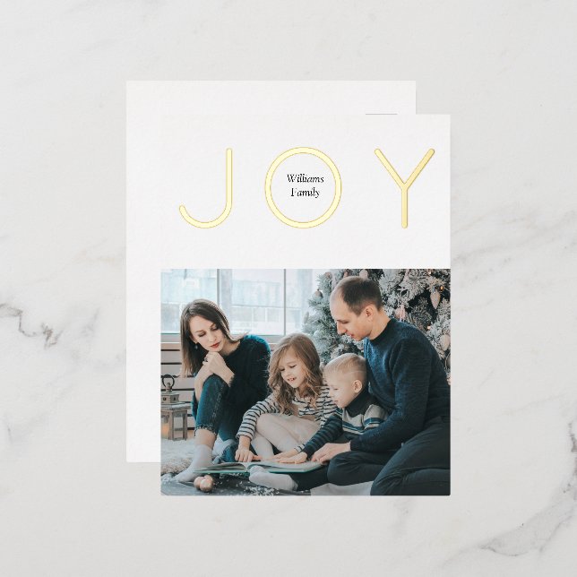 Joy Golden Christmas Foil Holiday Postcard (Front/Back)