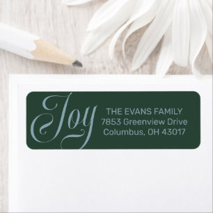 Joy green and light blue Christmas return address