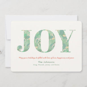 JOY Green Foliage Carte de Noël