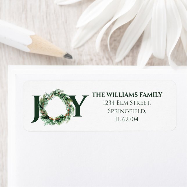 Joy Greenery Christmas Wreath Return Adresse (En situation)